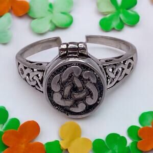 CELTIC Knot POISON RING Size 9 Sterling Silver Pill Box 925 Jewelry